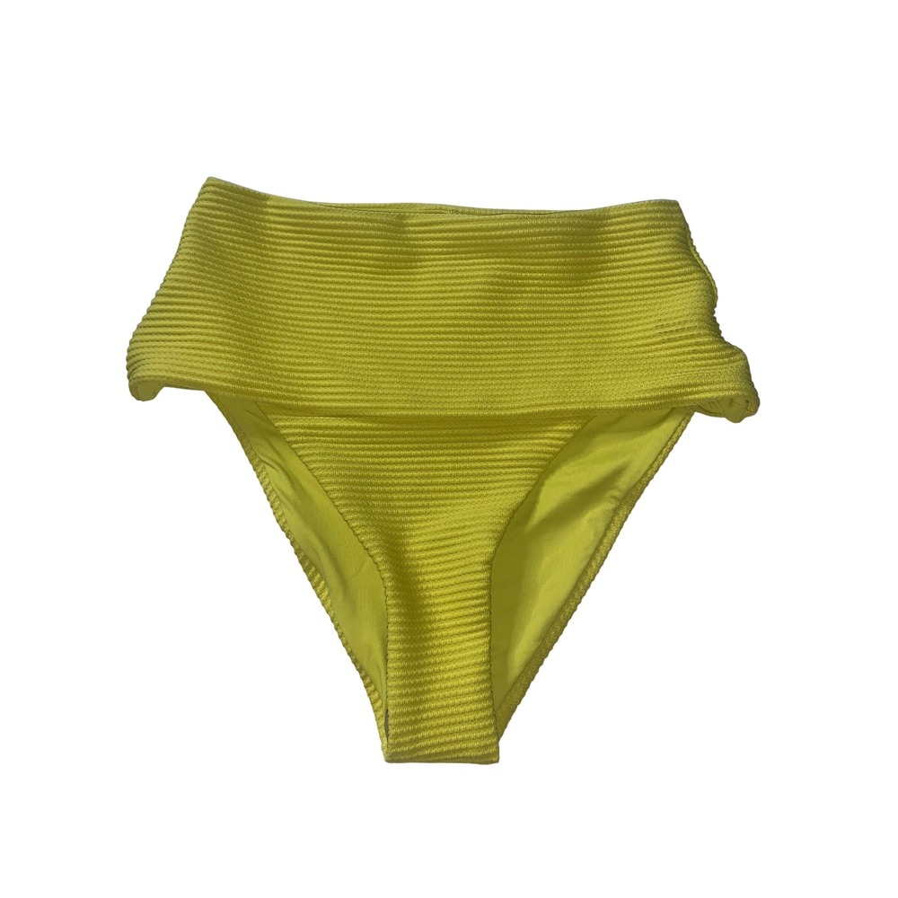 L SPACE Ribbed High Waist Bikini Bottoms Lime Green XS TP